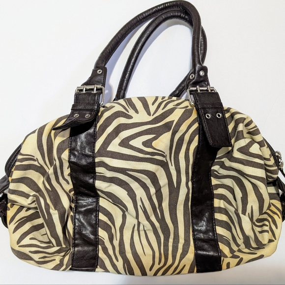 Brown and cream zebra print handbag - Picture 1 of 4